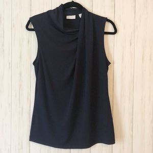 New York & Co. Navy Sleeveless Blouse